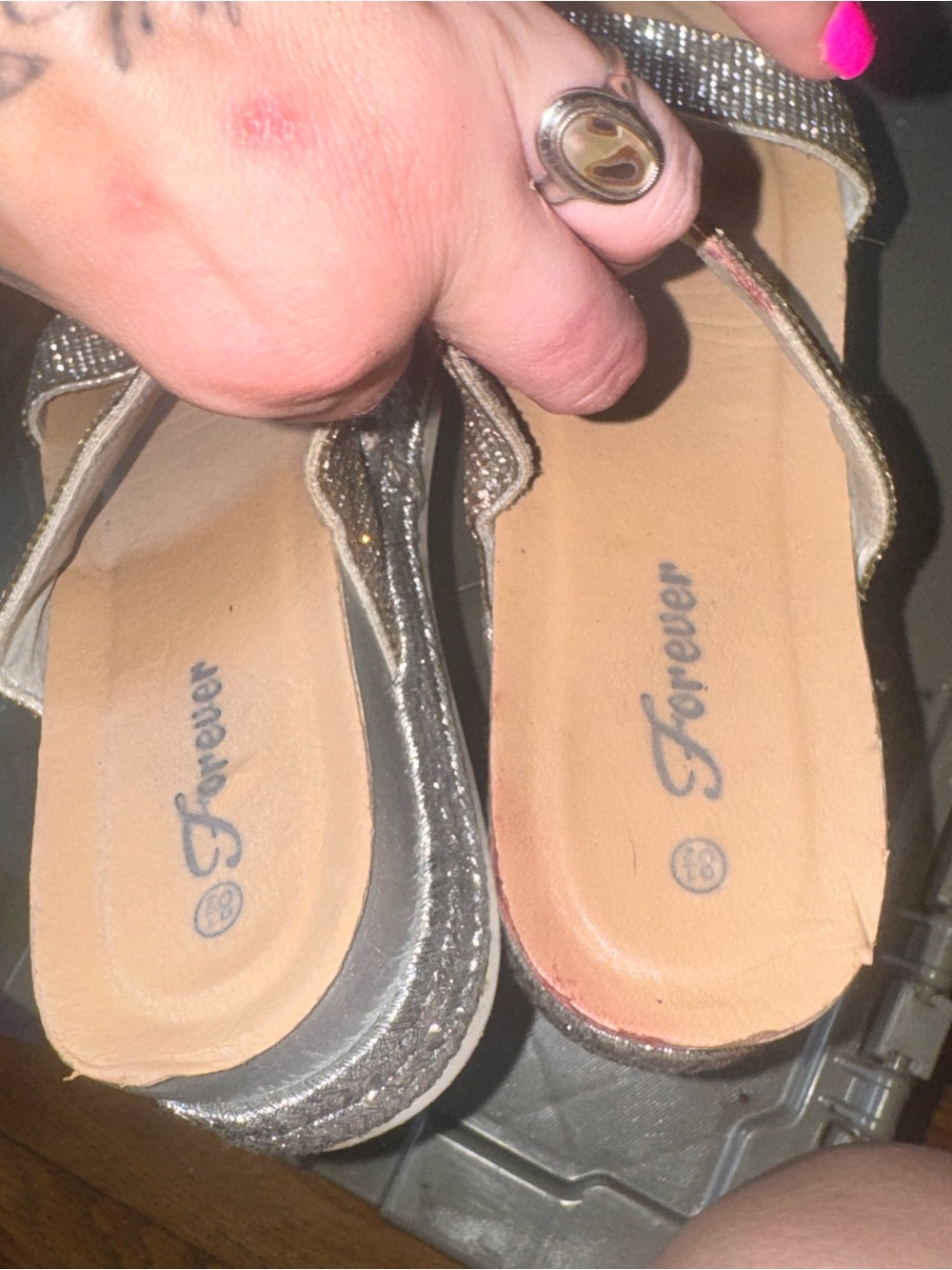 Forever 21 Silver Rhinestone Platform Sandals - Picture 3 of 6